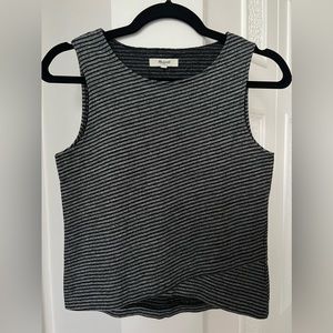 Madewell tank top w strips and crossover front detail.